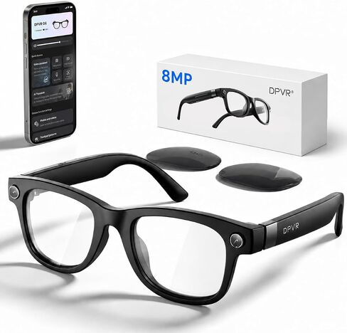 G5 AI Smart Glasses with Camera and Bluetooth, 13MP Video Recording Glasses | 4K camera glasses with continuous AI assistant, AI translation, visual recognition, Bluetooth audio and hands-free capture in Saudi Arabia