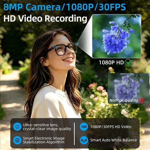 Ai Smart Glasses with Camera and Bluetooth - 8MP HD Video Recording, Real-Time Translation, with Color-Changing Lenses for Travel, Sports, Outdoor Use in Saudi Arabia