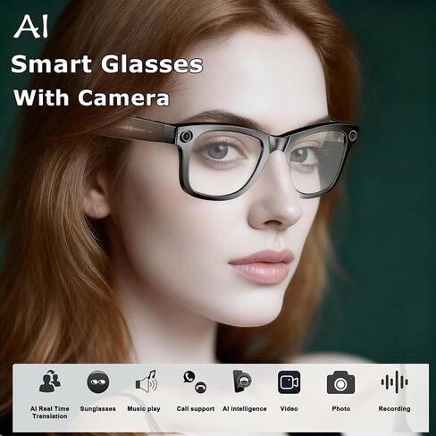 Camera Glasses AI Smart Glasses with Camera and Bluetooth 1080p Video Glasses Outdoor Video Recording Sunglasses 4K HD Outdoor AI Glasses for Men Women Driving Travel Hiking in Saudi Arabia