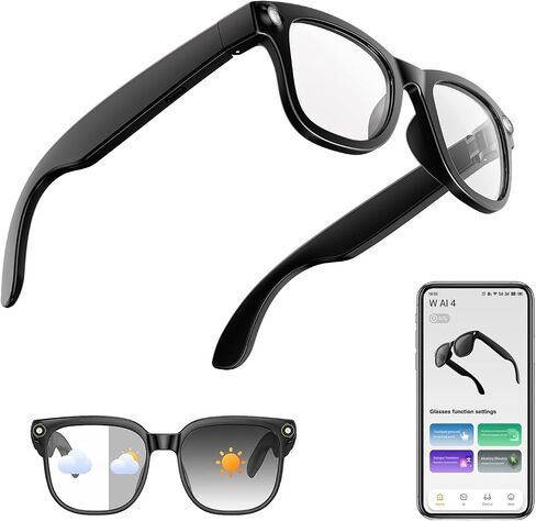 AI Smart Glasses for Men Women, Bluetooth Audio Glasses (No Camera) | Real-Time Translation, AI Assistant, Meeting Transcription, Open-Ear Music, Hands-Free Calling, Flashlight, Photochromic Lens in Saudi Arabia