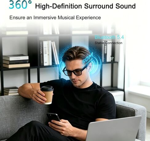 AI Smart Glasses for Men Women, Bluetooth Audio Glasses (No Camera) | Real-Time Translation, AI Assistant, Meeting Transcription, Open-Ear Music, Hands-Free Calling, Flashlight, Photochromic Lens in Saudi Arabia