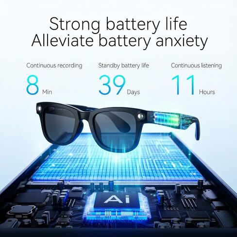 AI Smart Glasses for Men Women, Bluetooth Audio Glasses (No Camera) | Real-Time Translation, AI Assistant, Meeting Transcription, Open-Ear Music, Hands-Free Calling, Flashlight, Photochromic Lens in Saudi Arabia