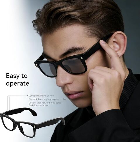 AI Smart Glasses for Men Women, Bluetooth Audio Glasses (No Camera) | Real-Time Translation, AI Assistant, Meeting Transcription, Open-Ear Music, Hands-Free Calling, Flashlight, Photochromic Lens in Saudi Arabia