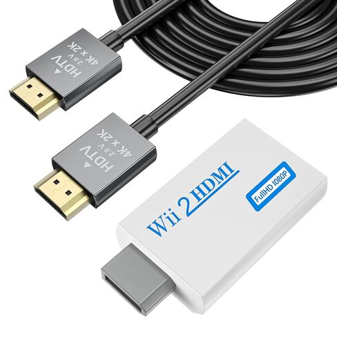 LA NREUCETS Wii HDMI Adapter 1080P with 3.5mm Audio Jack, HDMI Converter with 4.92ft HDMI Cable Compatible with Wii/Wii U Accessories Bundle Kits (HDMI Converter+HDMI Cable) in Kuwait