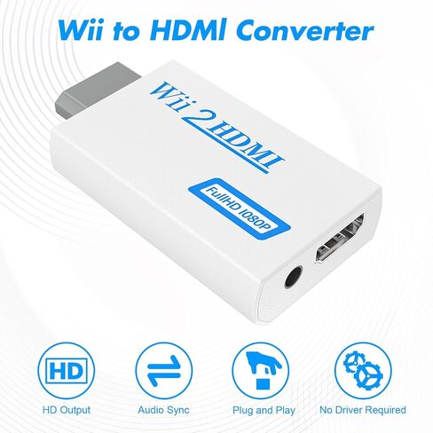 LA NREUCETS Wii HDMI Adapter 1080P with 3.5mm Audio Jack, HDMI Converter with 4.92ft HDMI Cable Compatible with Wii/Wii U Accessories Bundle Kits (HDMI Converter+HDMI Cable) in Kuwait