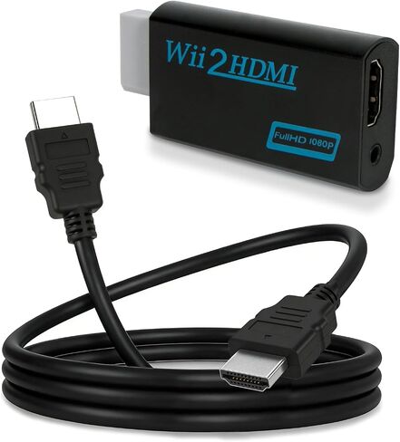 4-in-1 Replacement Set Game Accessories for Nintendo Wii Games | Wii to HDMI Adapter with HDMI Cable + Wii Wired Motion Sensor Bar + Wii Power Cord Power Supply Adapter for Wii Console in Saudi Arabia