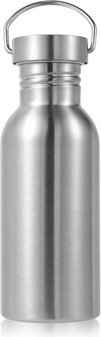 Volhoply 22oz Uninsulated Single Walled Water Bottle, Stainless Steel Reusable Water Bottles with Handle, BPA Free & Plastic Free 18/8 304 Metal Water Bottles for Camping, Hikers, Cyclists in Saudi Arabia