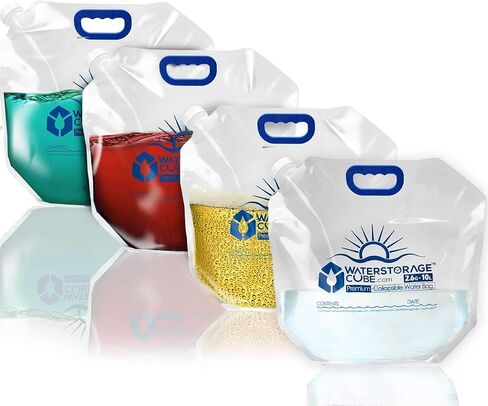 WaterStorageCube Premium Collapsible Water Container Bags | BPA-Free Food-Grade Clear Plastic Storage Jug for Camping, Hiking Emergency, No-Leak Freezable & Foldable in Saudi Arabia