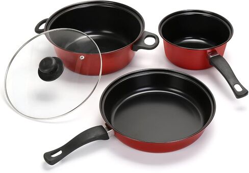 Non-Stick Cookware Set 4Pcs Pots and Pans Set for Outdoor Picnic Travel | Portable Lightweight Cast Iron,easy to store for outdoor camping picnic,match daily outdoor travel cooking needs in Saudi Arabia