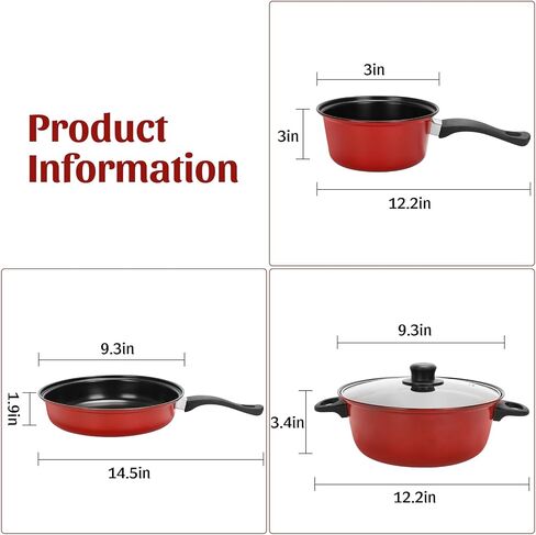 Non-Stick Cookware Set 4Pcs Pots and Pans Set for Outdoor Picnic Travel | Portable Lightweight Cast Iron,easy to store for outdoor camping picnic,match daily outdoor travel cooking needs in Saudi Arabia