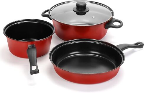 Non-Stick Cookware Set 4Pcs Pots and Pans Set for Outdoor Picnic Travel | Portable Lightweight Cast Iron,easy to store for outdoor camping picnic,match daily outdoor travel cooking needs in Saudi Arabia