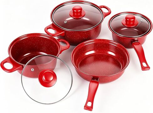 13 Piece Set Non-Stick Cookware Set, Portable Lightweight Cast Iron Pots and Pans with Glass Lids and Nylon Utensils for Outdoor Camping Picnic Travel Cookware in Saudi Arabia