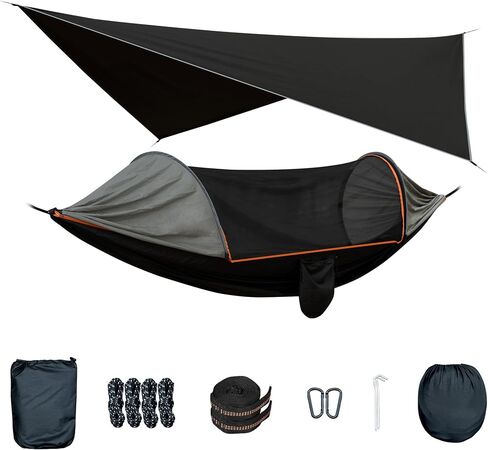 Camping Hammock with Mosquito Net and Rain Fly Tarp | Portable Camping Hammock Double Tree Hammock for Outdoor Indoor Backpacking Travel & Survival in Saudi Arabia