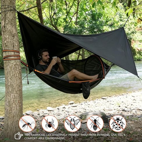 Camping Hammock with Mosquito Net and Rain Fly Tarp | Portable Camping Hammock Double Tree Hammock for Outdoor Indoor Backpacking Travel & Survival in Saudi Arabia