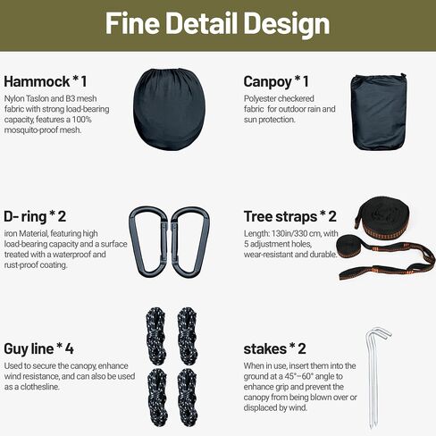 Camping Hammock with Mosquito Net and Rain Fly Tarp | Portable Camping Hammock Double Tree Hammock for Outdoor Indoor Backpacking Travel & Survival in Saudi Arabia