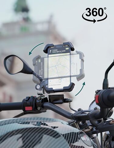 Grefay Motorcycle Phone Mount Holder 2025 [Dual Vibration Dampener] - Phone Holder for Motorcycle Rearview Mirror with 360° Rotation for iPhone 16/15/ 14/13 Pro Max, 4.5-7.2 Inch Smartphone | Phone Holder for Motorbike Mirror Mount with Dual Anti-Vibratio in Saudi Arabia