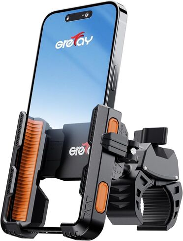 Grefay Bike Phone Mount for Electric, Mountain, Scooter, and Dirt Bikes | [Camera Friendly] [1s Lock] Bicycle Handlebar Holder for iPhone 17/16/15 Samsung S23/S22 4.5-7" Smartphone (Grey) in Kuwait