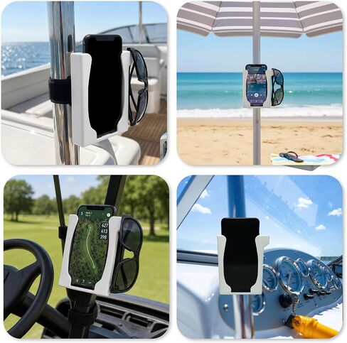 White Boat Phone Holder, Marine Cell Phone Mount for Boating – Made for Boa Pole Shaped Strap On Design with iPhone and Smartphone in Saudi Arabia