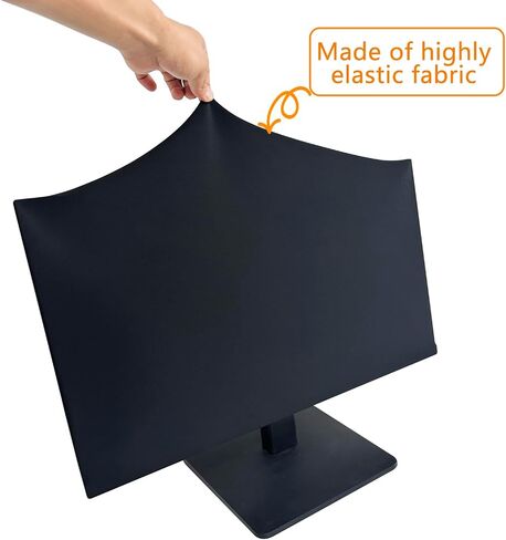 3-Piece Computer Dust Cover Set - Waterproof & Dustproof with Elastic Fabric, Pure Black Minimalist Design, Includes mainframe Case, Keyboard & 19-27 Inch Monitor Covers , Universal Fit in Saudi Arabia