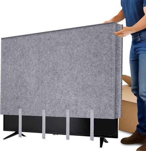 TV Moving Dust Cover 65 Inch, Anti-Scratch Felt for 60"-65" Flat Screen TV | 58.5"L × 35"H Television Protection, Bottom Strap Fastening, Dustproof, for Home Renovation, Pet Scratch Or Other Furniture in Saudi Arabia