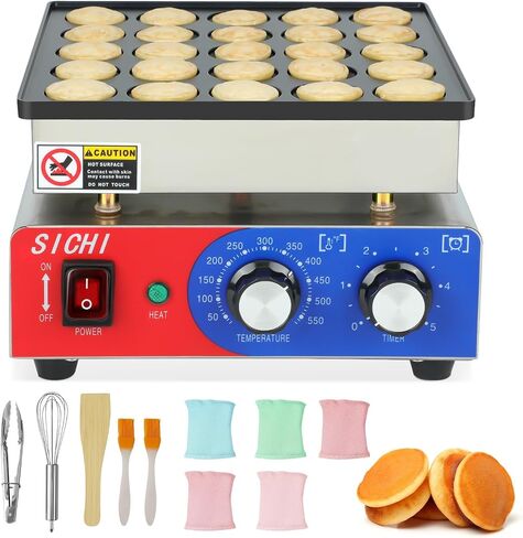 SICHI Mini Pancake Maker Machine with 550℉Heating and Timer Control, 25PCS Electric Commercial Dutch Pancake Baker with Nonstick,110V Dutch Pancake Cooker for Restaurant and Kitchen,Dessert Breakfast in Saudi Arabia