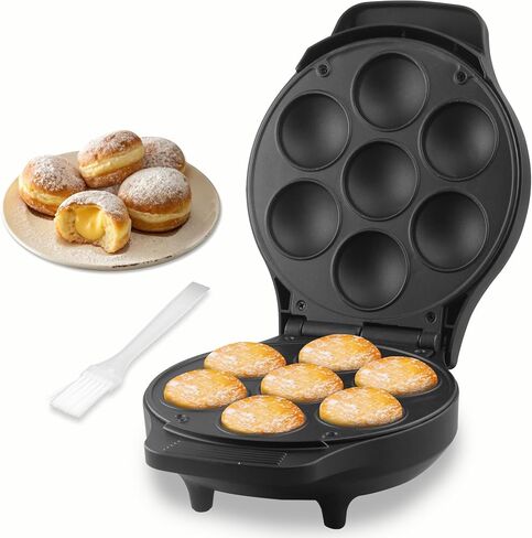 FineMade Mini Stuffed Pancakes Maker, Electric Ebleskiver Poffertjes Maker Pan, Danish Pancakes Maker, Cake Pop Maker, Bake 7x 2'' Ebelskivers without any Flipping operation in Saudi Arabia