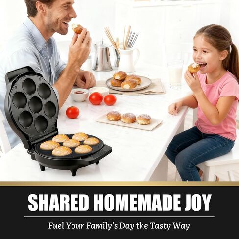 FineMade Mini Stuffed Pancakes Maker, Electric Ebleskiver Poffertjes Maker Pan, Danish Pancakes Maker, Cake Pop Maker, Bake 7x 2'' Ebelskivers without any Flipping operation in Saudi Arabia