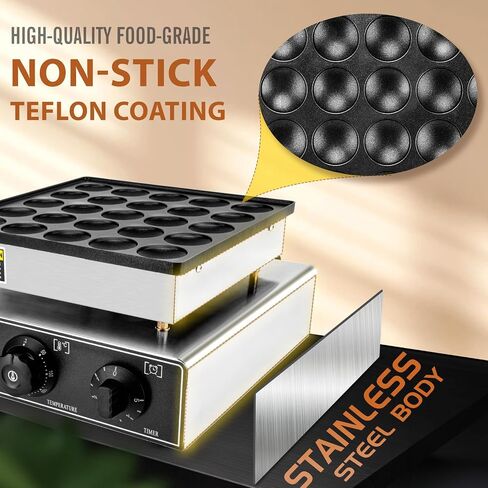 GDDGHS Mini Pancake Maker Machine, 25PCS Mini Dutch Pancake Baker Maker Commercial, Stainless Steel, Temp & Time Control, 110V 950W Commercial Pancake Maker with Accessories in Saudi Arabia