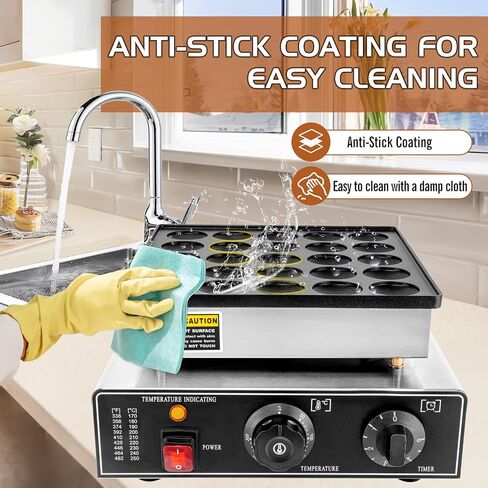 GDDGHS Mini Pancake Maker Machine, 25PCS Mini Dutch Pancake Baker Maker Commercial, Stainless Steel, Temp & Time Control, 110V 950W Commercial Pancake Maker with Accessories in Saudi Arabia