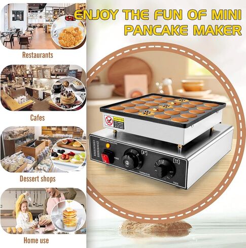 GDDGHS Mini Pancake Maker Machine, 25PCS Mini Dutch Pancake Baker Maker Commercial, Stainless Steel, Temp & Time Control, 110V 950W Commercial Pancake Maker with Accessories in Saudi Arabia