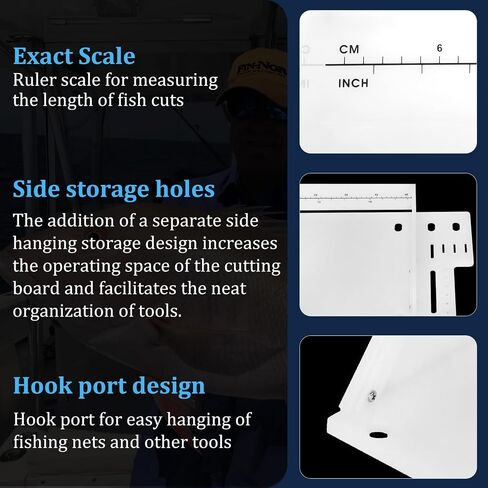 Boat Cutting Board 25.1" x 13", Bait Board/Fillet Table with Separate Tool Slots, 360° Adjustable Fishing Fillet Table, Extended Boat Fish Cleaning Table with Scale(Fish pad +2 fish hooks) in Kuwait