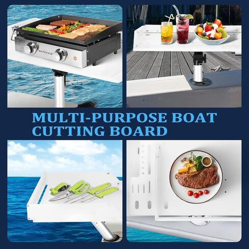 Boat Cutting Board 25.1" x 13", Bait Board/Fillet Table with Separate Tool Slots, 360° Adjustable Fishing Fillet Table, Extended Boat Fish Cleaning Table with Scale(Fish pad +2 fish hooks) in Kuwait