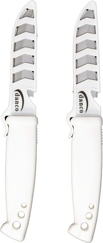 danco Deluxe Bait Knife 2-Pack, 4-Inch Stainless Steel Blades with Sheaths | 2-Pack 4-Inch Bait Knives, 420 Stainless Steel Blades, Serrated Spine, EZ-Line Cutter Sheaths, White Non-Slip Grip Handles in Saudi Arabia
