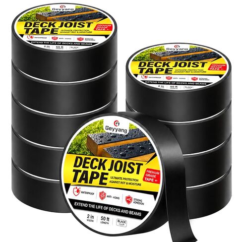 GEYYANG Butyl Deck Joist Tape 2in x 50ft, 10 Pack for Deck & Roof Sealing | Self-adhesive Deck Joist tape With Waterproof Sealing. Protects Wood Decks, Beams And Roof Against Moisture Damage in Kuwait