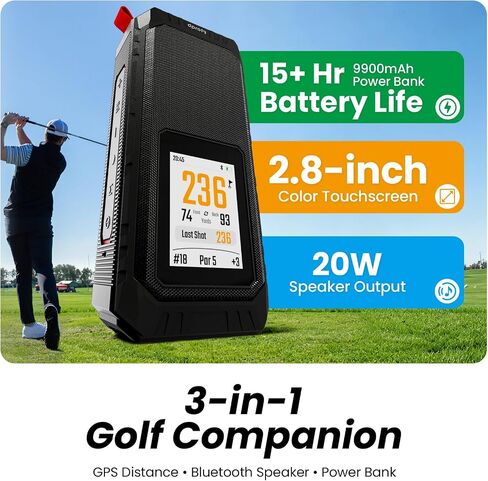 Magnetic Golf GPS Speaker Work with Dprofy App, 2.8" Touchscreen Display, Visual & Audible Distances, IPX6 Waterproof, 15+ Hour Battery, Adjustable Screen Color, Hazard Detection in Saudi Arabia