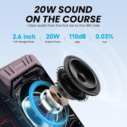 Magnetic Golf GPS Speaker Work with Dprofy App, 2.8" Touchscreen Display, Visual & Audible Distances, IPX6 Waterproof, 15+ Hour Battery, Adjustable Screen Color, Hazard Detection in Saudi Arabia
