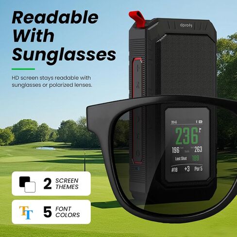 Magnetic Golf GPS Speaker Work with Dprofy App, 2.8" Touchscreen Display, Visual & Audible Distances, IPX6 Waterproof, 15+ Hour Battery, Adjustable Screen Color, Hazard Detection in Saudi Arabia