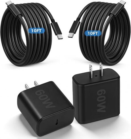 10FT Fast Charging Cord TypeC with 60W USBC Charger Block for Samsung Phone | 10Feet USB Cable Type C Charger Fast Charging for Samsung Galaxy S26/S25/S24/S23/S22/S21/S20/S26 Ultra/Z Fold7/8/iPhone 17/16 in Saudi Arabia