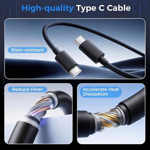 10FT Fast Charging Cord TypeC with 60W USBC Charger Block for Samsung Phone | 10Feet USB Cable Type C Charger Fast Charging for Samsung Galaxy S26/S25/S24/S23/S22/S21/S20/S26 Ultra/Z Fold7/8/iPhone 17/16 in Saudi Arabia