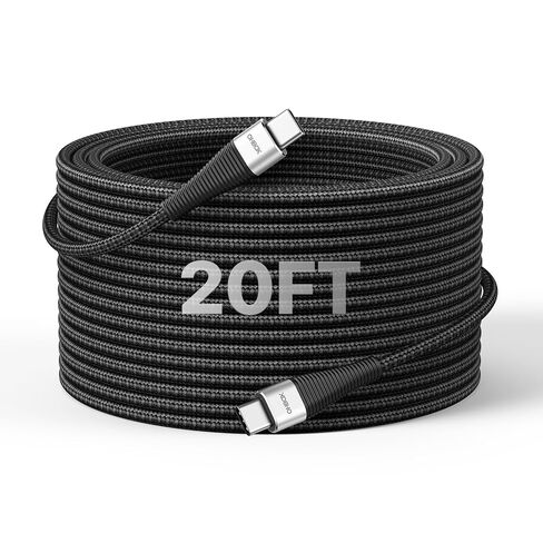 Extra Long USB C Cable 20FT, 100W USB C to USB C Cable Fast Charging Cord | Heavy Duty Braided Type C Charger for iPhone 17 16 15, iPad Pro, Air, mini, MacBook, Samsung, Pixel, Tablet, Laptop - Black in Saudi Arabia
