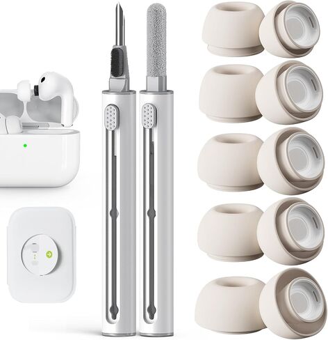 Pohgelan for AirPods Pro 3 Replacement Ear Tip(XXS/XS/S/M/L)-White | Silicone,with Noise Reduction Hole & Built-in dust Guard Screen, with Cleaner kit -5 Sizes in Saudi Arabia