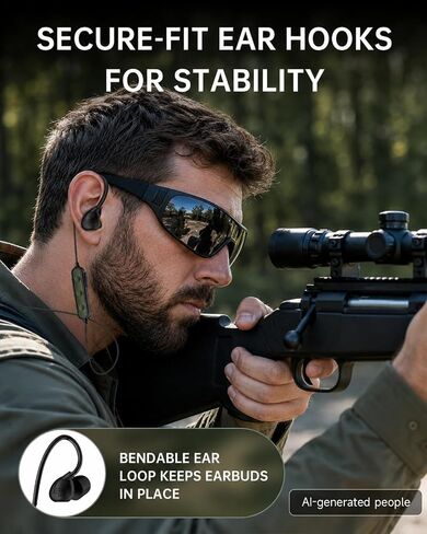 syndesmos Shooting Ear Protection, Bluetooth Hearing Protection for Shooters, 26 dB Noise Reduction Electronic Shooting Ear Buds, Ear Protection for Range, Hearing Protection, Black-Green | ANSI-Certified, 8X Sound Amplification, <2ms Response, Bluetooth  in Saudi Arabia
