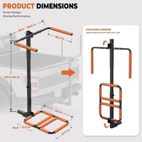 300 LBS RV Kayak Rack, Vertical 2" Hitch Mount for 2 Kayaks or SUPs Up to 12 FT | Thick Alloy Steel Rust-Proof Foldable Carrier with Reinforced Anti-Bend Base for Truck, SUV in Saudi Arabia