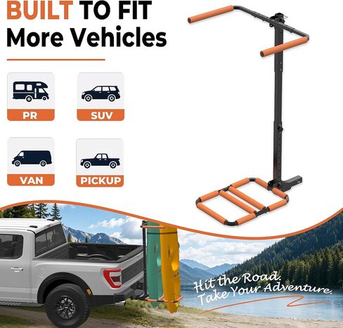 300 LBS RV Kayak Rack, Vertical 2" Hitch Mount for 2 Kayaks or SUPs Up to 12 FT | Thick Alloy Steel Rust-Proof Foldable Carrier with Reinforced Anti-Bend Base for Truck, SUV in Saudi Arabia