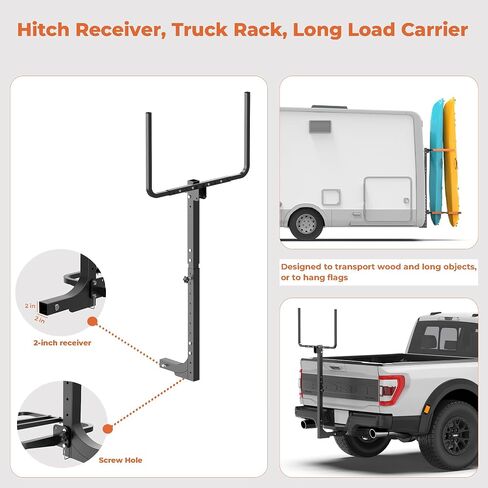 300 LBS RV Kayak Rack, Vertical 2" Hitch Mount for 2 Kayaks or SUPs Up to 12 FT | Thick Alloy Steel Rust-Proof Foldable Carrier with Reinforced Anti-Bend Base for Truck, SUV in Saudi Arabia