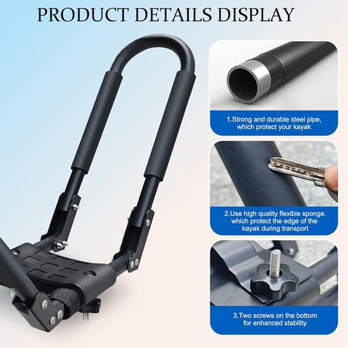 J Bar Folding Kayak Roof Rack for Car SUV Truck Heavy-Duty Kayaks Carriers for 2 Kayaks Tool-Free Installation Universal Roof Mount 2 Pairs in Saudi Arabia