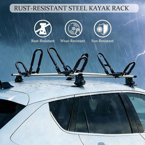 J Bar Folding Kayak Roof Rack for Car SUV Truck Heavy-Duty Kayaks Carriers for 2 Kayaks Tool-Free Installation Universal Roof Mount 2 Pairs in Saudi Arabia
