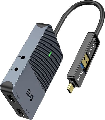 Giq HDMI Splitter Extended Display for Dual Monitor, Dual 2K@60Hz Universal Video Graphics USB to Dual HDMI Adapter for USB 3.0 /USB-C Adapter, Compatible with USB4,Windows and Mac in Saudi Arabia