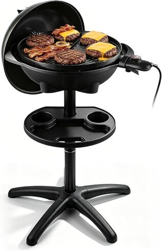 Electric Grill, Techwood 2-in-1 Portable Indoor/Outdoor Grill, 1750W Removable Stand Grill with Nonstick Plate, Electric Griddle for Camping, Patio & Backyard, Stand/Tabletop Options for Cookouts in Kuwait