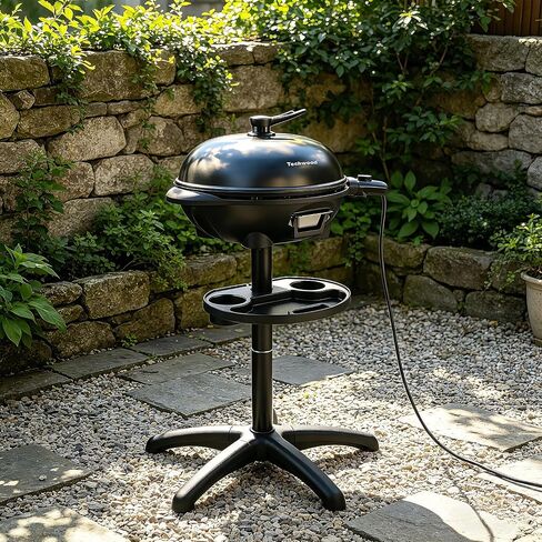 Electric Grill, Techwood 2-in-1 Portable Indoor/Outdoor Grill, 1750W Removable Stand Grill with Nonstick Plate, Electric Griddle for Camping, Patio & Backyard, Stand/Tabletop Options for Cookouts in Kuwait